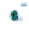 3D printed owl keychain with laser green and blue metallic gradient finish - Owl With Feet / Laser Green