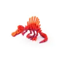 Macro view of 3D printed Spinosaurus dinosaur skeleton toy with red orange gradient - Mini / Twilight