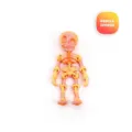 Detailed macro shot of a 3D printed articulated skeleton toy in vivid sunset gradient - Nebula Sunrise