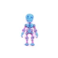 Detailed view of 3D printed articulated skeleton with vibrant blue and pink gradient - Nebula Sunset