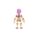 Close-up detail of 3D printed articulated skeleton toy with silk gradient texture - Silk Mini (Purple Gold Gradient)