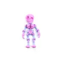 Close-up of articulated 3D printed skeleton toy with pink and blue gradient finish - Deep Sea Dream