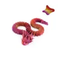 Detail view of 3D printed articulating fairy dragon in purple gold red gradient color - 20cm / Fairy Dragon Ornament / Colorful No. 3