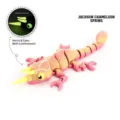 3D printed Jackson chameleon model in spring pink and yellow with luminescent eyes and horns - Mini / Spring