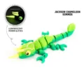 3D printed articulated Jackson chameleon toy lizard in green colorway with glow effect - Mini / Summer Edition (Luminous Effect)