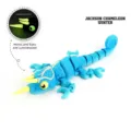 Blue 3D printed articulated Jackson Chameleon model with glowing eyes and horns - Mini / Winter Edition (Luminous Effect)
