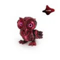Cyberpunk style 3D printed mecha owl figurine with movable joints in a dark red finish - MINI Mecha Owl / 5.8cm Height / Dark Black Red