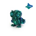 3D printed cyberpunk mecha owl figure in metallic laser green with movable joints - MINI Mecha Owl / 5.8cm Height / Laser Green