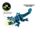 3D printed articulated Jackson chameleon toy in laser green with luminescent glow effect - Mini / Laser Green