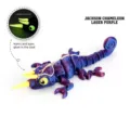 Articulated 3D printed Jackson's chameleon toy in laser purple with glow-in-the-dark features - Mini / Laser Purple