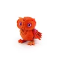 Orange 3D printed mecha owl figurine with movable joints and pink eyes cyberpunk style - MINI Mecha Owl / 5.8cm Height / Desert Rose