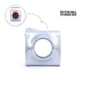 Compact silver 3D printed storage box for gear ball toys featuring a portable bead chain - Small Storage Box (3D-Button Ball) / Satin-Effect New Silver