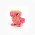 Fully articulated 3D printed mecha owl figure in a pink and yellow gradient finish - MINI Mecha Owl / 5.8cm Height / Spring