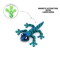 3D printed articulated magnetic gecko figurine in iridescent laser green for fridge decor - S / Laser Green