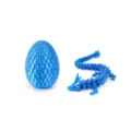 3D-gedrucktes seidenblaues Drachenei 8,5 cm und 22 cm gelenkiges Kristalldrache-Set - Edelstein-Drachen-Set / 8,5cm Drachenei-Set / Seidenblau