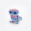 Articulated 3D printed mecha owl figurine in cyberpunk blue-pink gradient - MINI Mecha Owl / 5.8cm Height / Tide