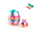3D printed Easter egg and rabbit figurine set in silk rainbow colors - Silk Candy / Multicolor Bunny Egg Set