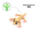 3D printed jointed magnetic gecko toy in yellow and pink - S / Spring