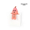 Cute pink 3D printed pear character toy sitting on a white block desktop ornament - Pear Man / Spring Collection