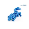 Unique 3D printed articulated crystal dragon figurine in Mech Blue metallic finish for kids - Crystal Horned Dragon / 12cm / Mech Blue