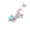 Articulated 3D printed crystal dragon figurine with a vibrant rainbow gradient finish - Crystal Horned Dragon / 12cm / Rainbow Style 2