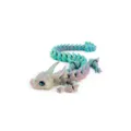 Detailed view of 3D printed articulated crystal dragon toy with iridescent gradient - Mist Forest / 30cm