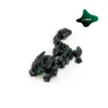 Articulated 3D printed dragon toy figurine collectible in dark green color variant - Crystal Horned Dragon / 12cm / Dark Green
