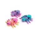 Macro view of three colorful 3D printed articulated spiders with multi-eye design - S / Rainbow 1