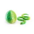 Detailed view of 3D printed articulated snake and matching textured egg in dreamy green color - 30CM Viper (0000042) / 7CM Set / Dream Green