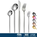 Portuguese style stainless steel cutlery set detail with silver finish and certifications - Five-Piece Set / Silver
