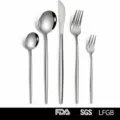 5-piece stainless steel cutlery set macro view detail showing smooth polished surface finish - Five-Piece Set / Rose Gold