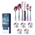 36-piece rainbow stainless steel flatware set for 6 people including knives and forks - 36 Pieces Set / AB Color