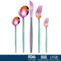 Elegant rainbow iridescent stainless steel cutlery set including knife forks and spoons - Five-Piece Set / AB Color