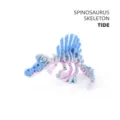 3D printed articulated Spinosaurus dinosaur skeleton figurine in blue and pink gradient - Mini / Tide