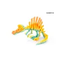 Detailed view of a 3D printed Spinosaurus skeleton figure in a vibrant rainbow gradient - Mini / Rainbow No. 4