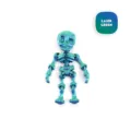 Detailed macro shot of the 3D printed articulated skeleton toy in metallic laser green. - MINI Style / Laser Green