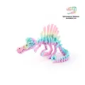 Detailed macro view of 3D printed Spinosaurus dinosaur skeleton in rainbow colors - Mini / Rainbow 2