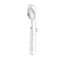 Elegant 304 stainless steel coffee spoon featuring a pearl glaze ceramic handle, 18cm long - 410 Tea Spoon / Pearl White