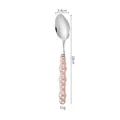 Elegant pink pearl glaze ceramic handle 304 stainless steel coffee spoon with 18cm length - 410 Tea Spoon / Pearl Pink