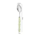 Stainless steel dessert spoon with decorative green pearl glaze ceramic handle 18cm - 410 Tea Spoon / Pearl Green