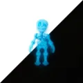 Articulated noctilucent blue 3D printed skeleton toy figure with glow-in-the-dark effect - Luminous Blue