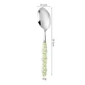 Light green pearl ceramic handle stainless steel spoon with 19.5cm length markings - 410 Dinner Spoon / Pearl Green