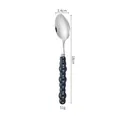 Premium 18cm 304 stainless steel dessert spoon with dark black pearl ceramic beaded handle - 410 Tea Spoon / Pearl Navy Blue