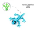 Articulated 3D printed blue magnetic gecko model with embedded magnets - S / Winter