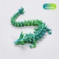 Bewegliche 3D-gedruckte Kristall-Edelstein-Drachenfigur im Aurora-Grün-Farbverlauf - 22cm Größe / Auroragrün
