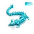 3D-gedruckte bewegliche Kristall-Drachenfigur in Perlblau als Schreibtischdeko - 22cm Größe / Perlblau
