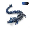 3D-gedruckte, bewegliche Kristalldrachen-Actionfigur in dunkelblauem Metallic-Finish - 22cm Größe / Dunkelblau