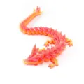 3D-gedruckte bewegliche Kristalldrachenfigur in Nebula Sunrise Rosa-Orange-Verlauf - 22cm Größe / Nebel Sonnenaufgang