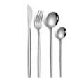 Stainless steel cutlery set including knife fork and spoons on white background - Four-Piece Set / Silver