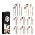 40-piece rose gold stainless steel cutlery set with elegant black gift box - Rose gold -40 piece set